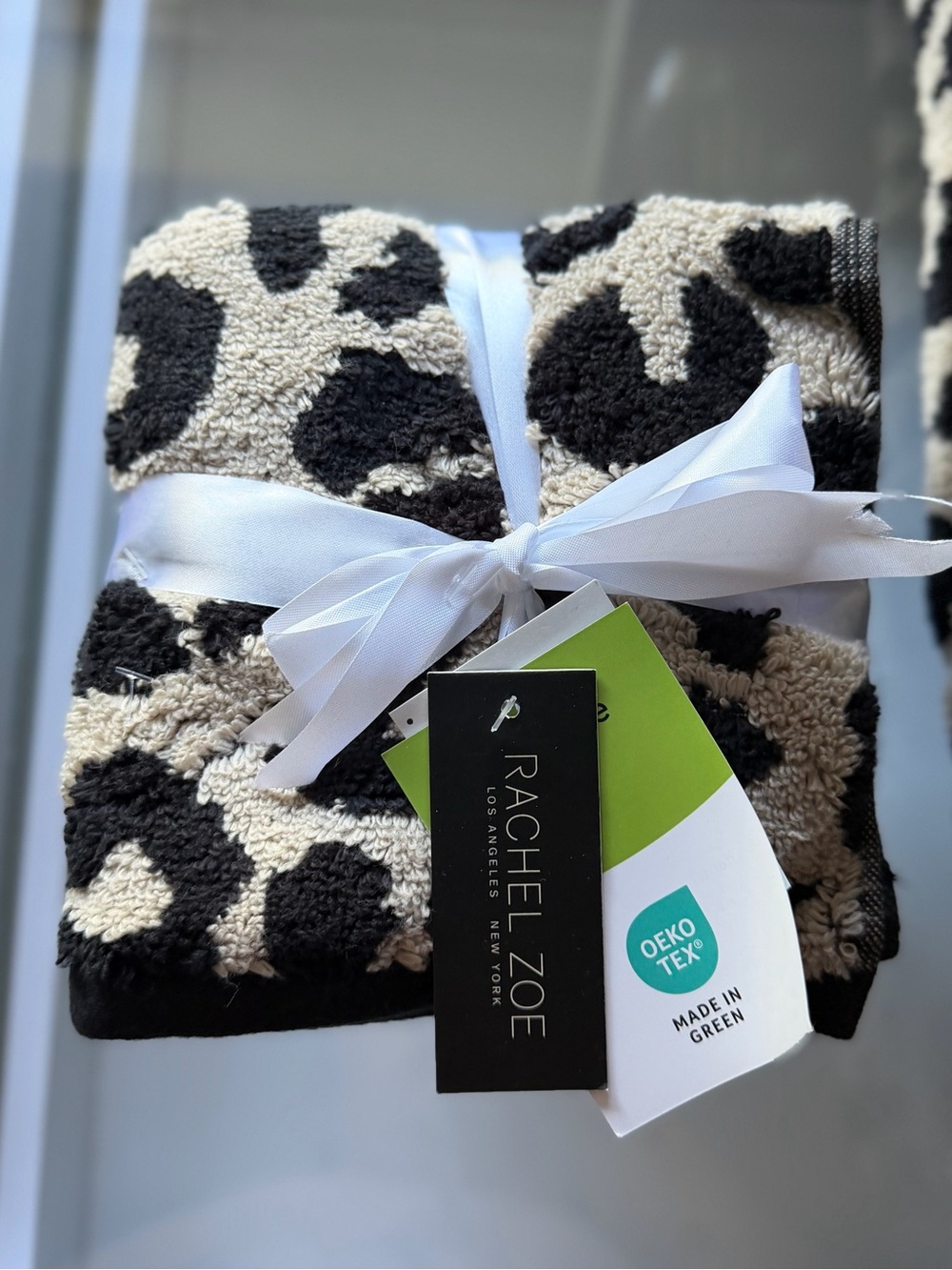 Rachel Zoe Leopard Cheetah Print 100% Cotton bathroom hand wash cloth towel Set - Picture 4 of 5